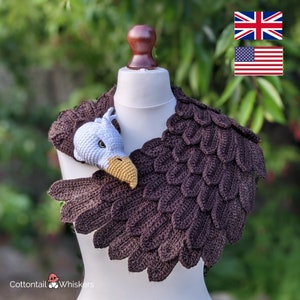 Crochet American Eagle Shawl, PDF PATTERN ONLY, Feather Scarf, Amigurumi Bird Wrap image 3