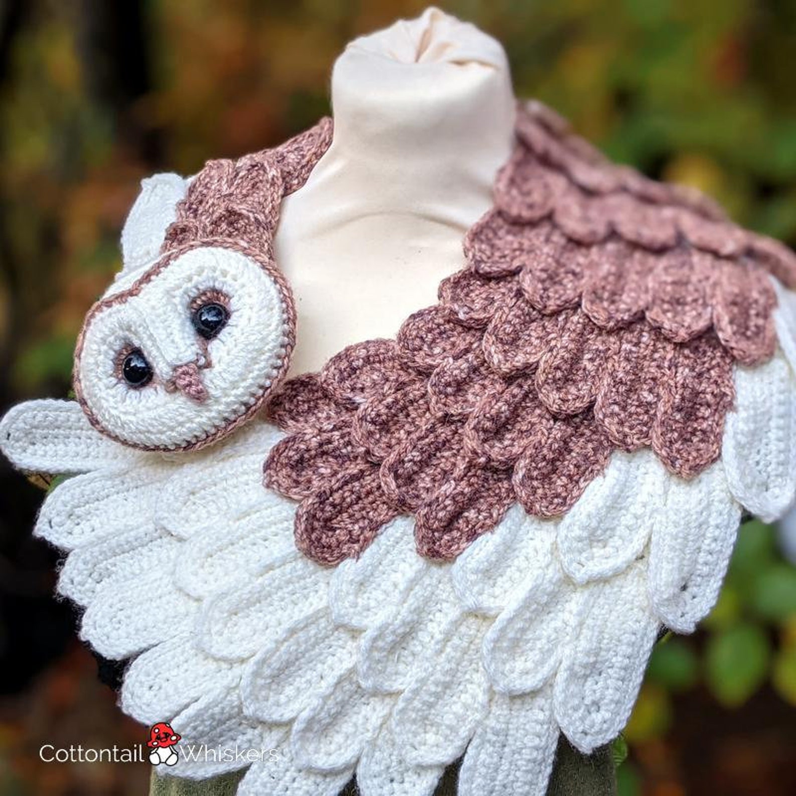Crochet Barn Owl Wrap PDF PATTERN ONLY Feather Scarf Etsy