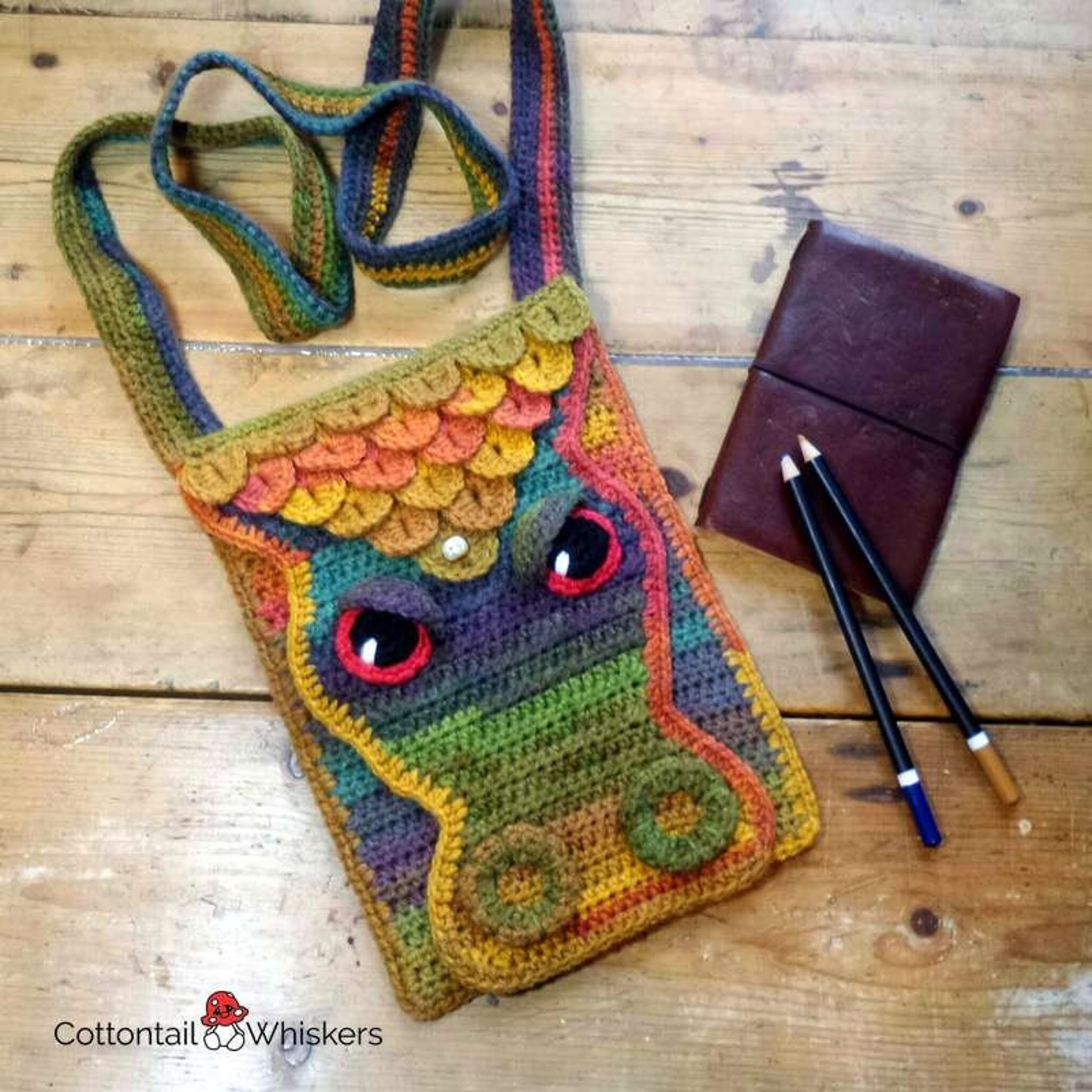 Crochet Dragon Scale Bag PDF PATTERN ONLY Messenger Satchel Etsy