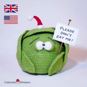 Crochet Brussels Sprout Doorstop, PDF PATTERN ONLY, Xmas Decoration, Amigurumi Tutorial, Shelf Sitter, Softoy, Barry