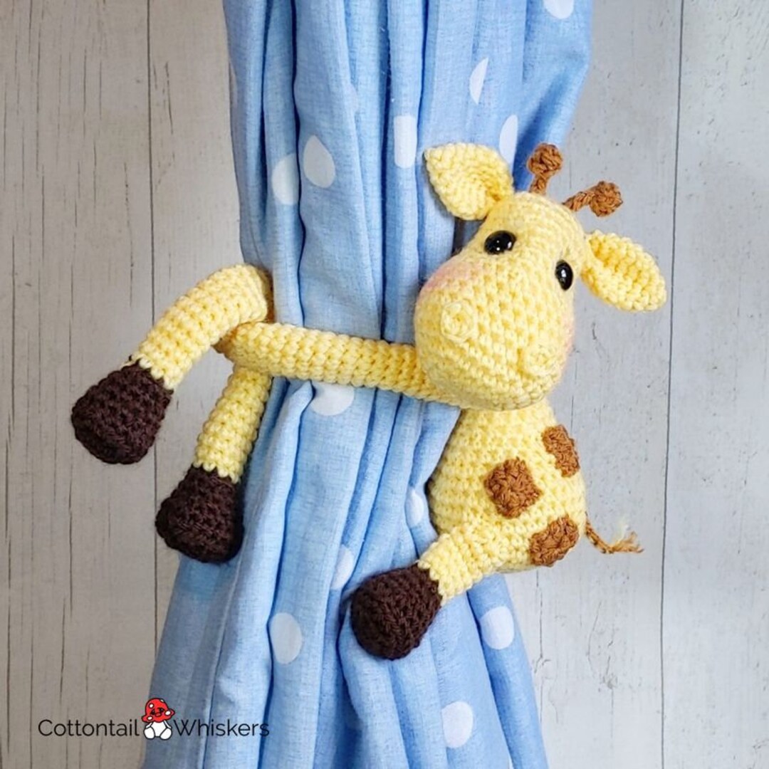 Crochet Giraffe Curtain Tie Backs, PDF PATTERN ONLY, Animal Nursery