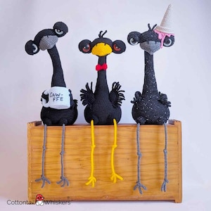 Crochet Crow Pattern, Amigurumi Black Bird Tutorial (PDF Download) Ice Cream & Cup Included