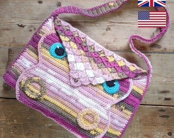 Crochet Dragon Scale Shoulder Bag, PDF PATTERN ONLY, Messenger Satchel Case, Amigurumi Tutorial