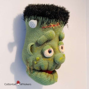Crochet Frankenstein Monster, PDF PATTERN ONLY, Amigurumi Trophy Head, Wall Hanging image 5