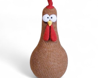 Haakpatroon kip, deurstopper boerderijdieren, digitale pdf-download, woondecoratie boerderij amigurumi