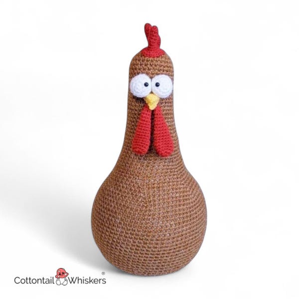 Chicken Crochet Pattern, Farm Animal Doorstop, PDF Digital Download, Amigurumi Farmhouse Home Decor