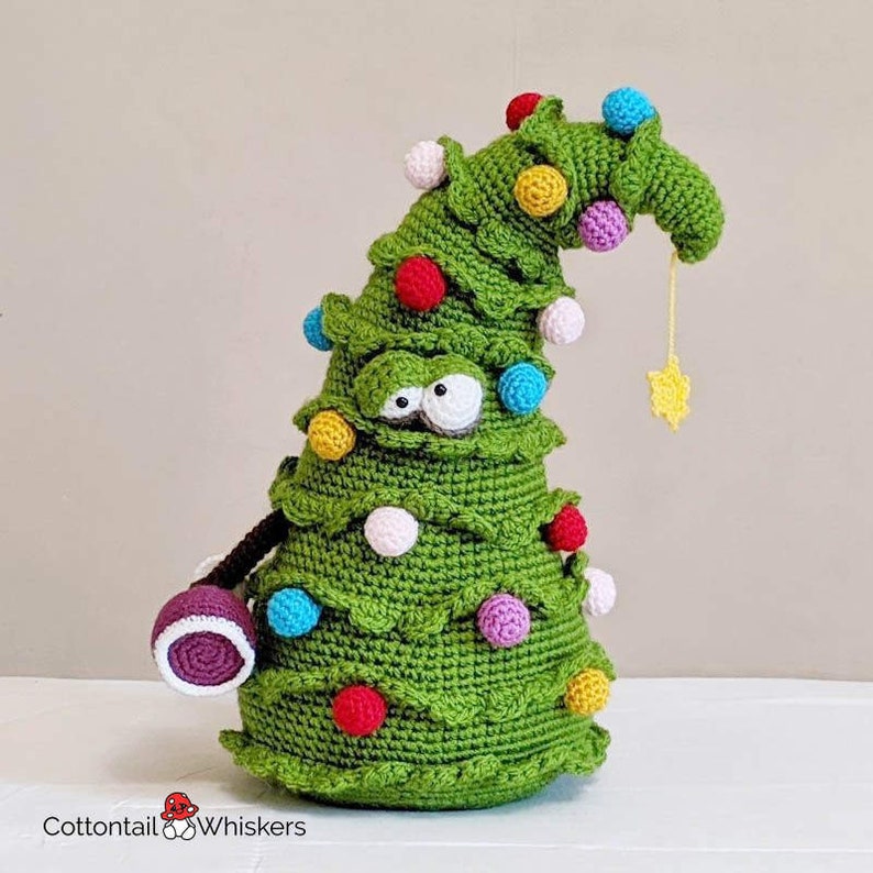Christmas Tree Crochet Pattern, PDF Download, Doorstop Xmas Decoration, Amigurumi Tutorial, Shelf Sitter, Softoy, Trevor image 5