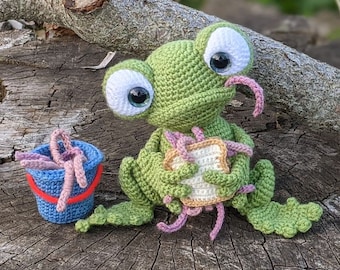 Adorable Crochet Frog & Worm Amigurumi PDF Pattern - Fun Toad Toy Making Tutorial