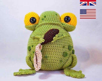 Crochet Toad Doorstop, PDF PATTERN ONLY, Frog Amigurumi Tutorial, Tadpole Shelf Sitter, Softoy, Tub and Squidge