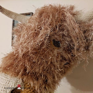 Crochet Highland Cow Trophy Head, PDF PATTERN ONLY, Amigirumi Tutorial, Faux Taxidermy Wall Decor image 6