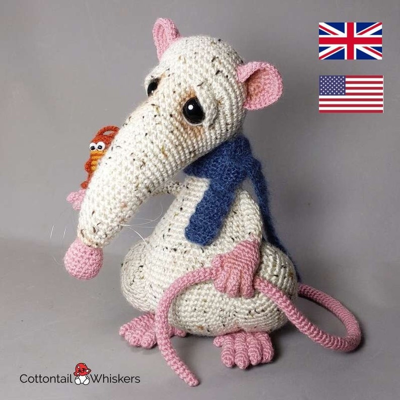 Crochet Rat & Cockroach, PDF PATTERN ONLY, Amigurumi Softie, Atticus and Splat image 3