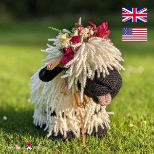 Fun Valais Sheep Crochet Tutorial Farm Animal Amigurumi Pattern, Cute Flower Crown Detail PDF ONLY image 4