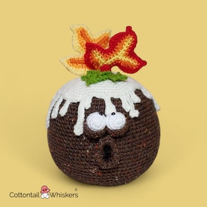 Schema all'uncinetto per budino di Natale, download digitale in PDF, centrotavola festivo, fermaporta, decorazione