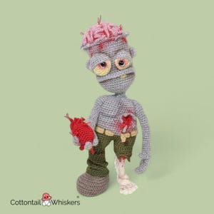 Patrón de ganchillo de zombi, muñeco de terror amigurumi, descarga digital en PDF, peluche de Halloween