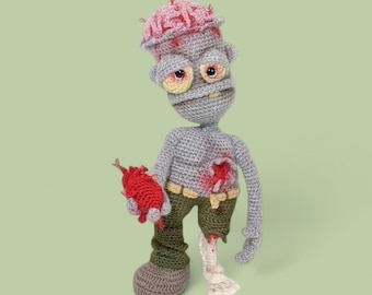 Zombie Crochet Pattern, Amigurumi Horror Doll, PDF Digital Download, Halloween Plushie Soft Toy