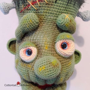Crochet Frankenstein Monster, PDF PATTERN ONLY, Amigurumi Trophy Head, Wall Hanging image 8