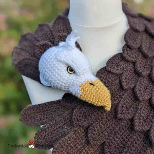 Crochet American Eagle Shawl, PDF PATTERN ONLY, Feather Scarf, Amigurumi Bird Wrap image 8