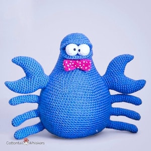 Cute Crab Crochet Pattern, Doorstop PDF Tutorial, Amigurumi Lobster Digital Download, Seaside Decor, Beach Hut Interiors