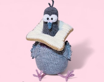 Taube Häkelanleitung, PDF Digital Download, In Brot Vogel Meme, Stofftier Amigurumi Plüsch