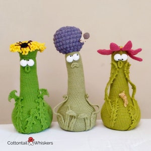 Crochet Flower Doorstops, Set of 3 PDF PATTERNS ONLY, Summer Weeds, Amigurumi Tutorial, Shelf Sitters, Allium, Daisy & Dandelion