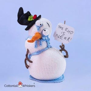 Motif bonhomme de neige au crochet, décoration de butoir de porte de Noël, téléchargement numérique PDF, décoration festive Amigurumi, centre de table