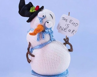 Haakpatroon sneeuwpop, kerstversiering deurstopper, digitale pdf-download, feestelijk amigurumi-decor, tafelstuk
