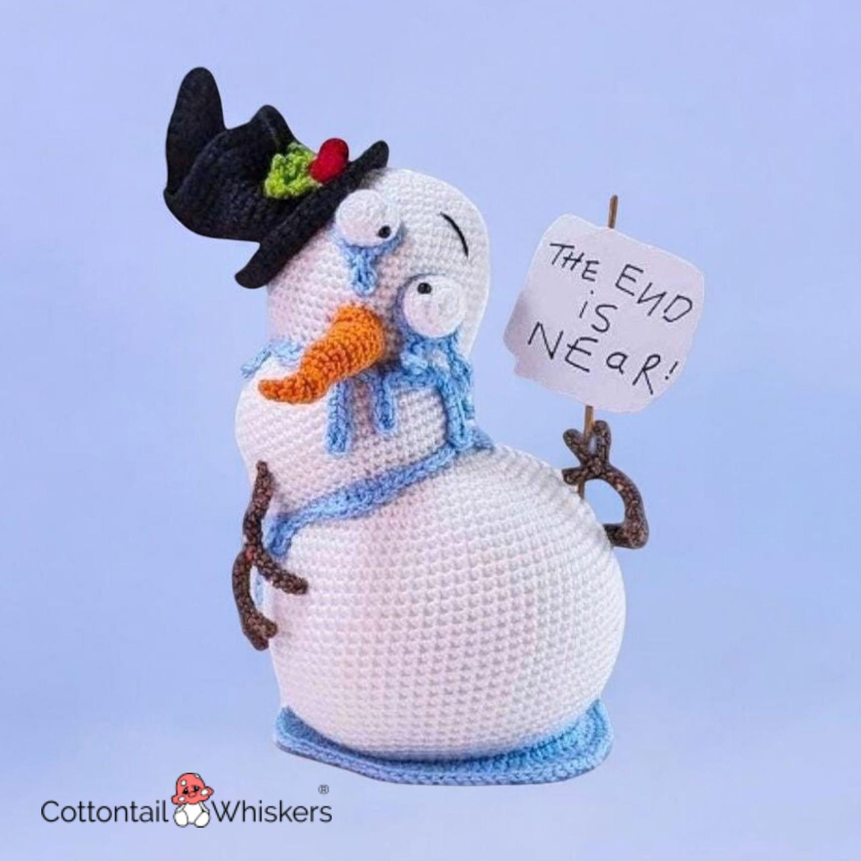 雪だるま編み図、クリスマスのドアストッパー飾り、PDFデジタル