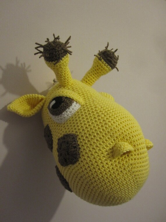 Handmade Crochet Giraffe Trophy Head Faux Taxidermy Animal Etsy