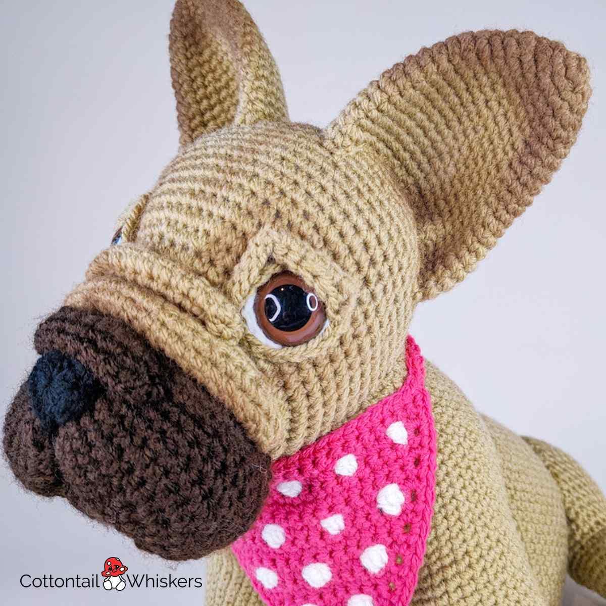 フレンチブルドッグのかぎ針編みパターン、PDFデジタルダウンロード