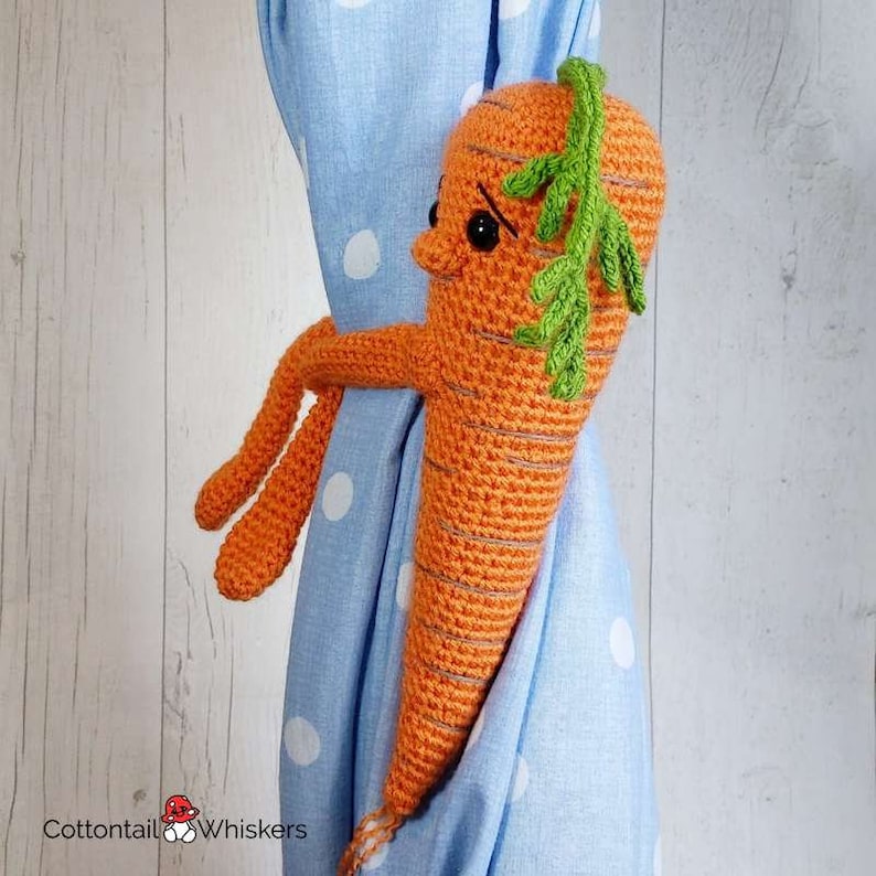 Crochet Carrot Curtain Tie Backs, PDF PATTERN ONLY, Amigurumi Vegetable, Nursery Decoration, Baby Shower Birthday Gift image 8