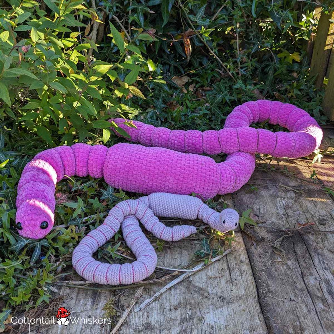 Crochet Worm Pattern, PDF Digital Download, Amigurumi Earthworm, Huge ...
