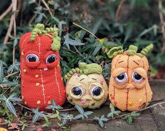 Wzór na szydełkową dynię, pakiet w obniżonej cenie, plik PDF do pobrania, lalka amigurumi, pluszowa dekoracja na Halloween