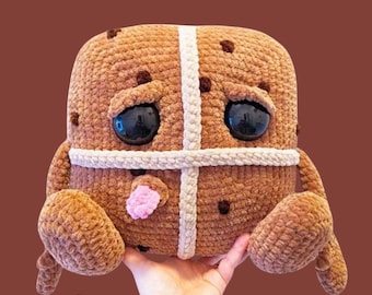 Hot Cross Bun Crochet Pattern, PDF Digital Download, Amigurumi Easter Food Tutorial Bundle