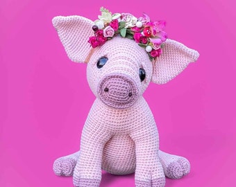 Entzückendes Schweinchen Amigurumi Muster, Digitales PDF, Häkelschwein Plüschtier, Schweinchen Spielzeug, Bauernhof Tier Stofftier