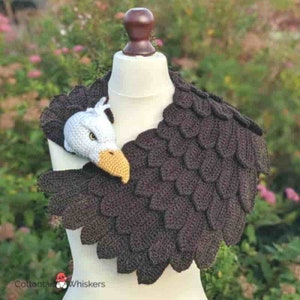 Crochet American Eagle Shawl, PDF PATTERN ONLY, Feather Scarf, Amigurumi Bird Wrap image 9