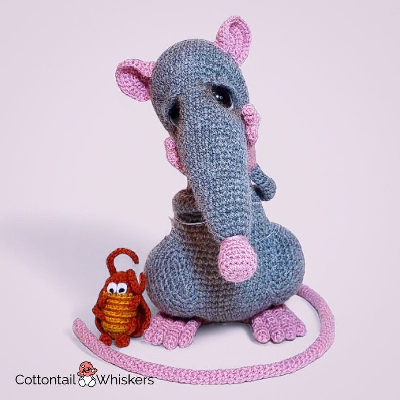 Crochet Rat & Cockroach, PDF PATTERN ONLY, Amigurumi Softie, Atticus and Splat image 1