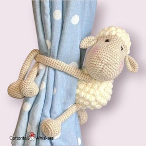 Sheep Curtain Tie Backs, Crochet Pattern, PDF Digital Download, Lamb Amigurumi Nursery Decor