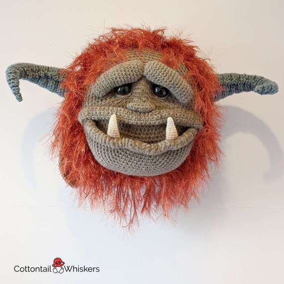 Fluffy Monster Trophy Head Crochet Pattern, PDF Digital Download