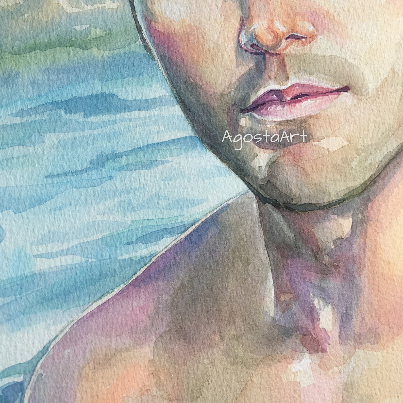 Chris Pratt wet male figure in water original watercolor Etsy