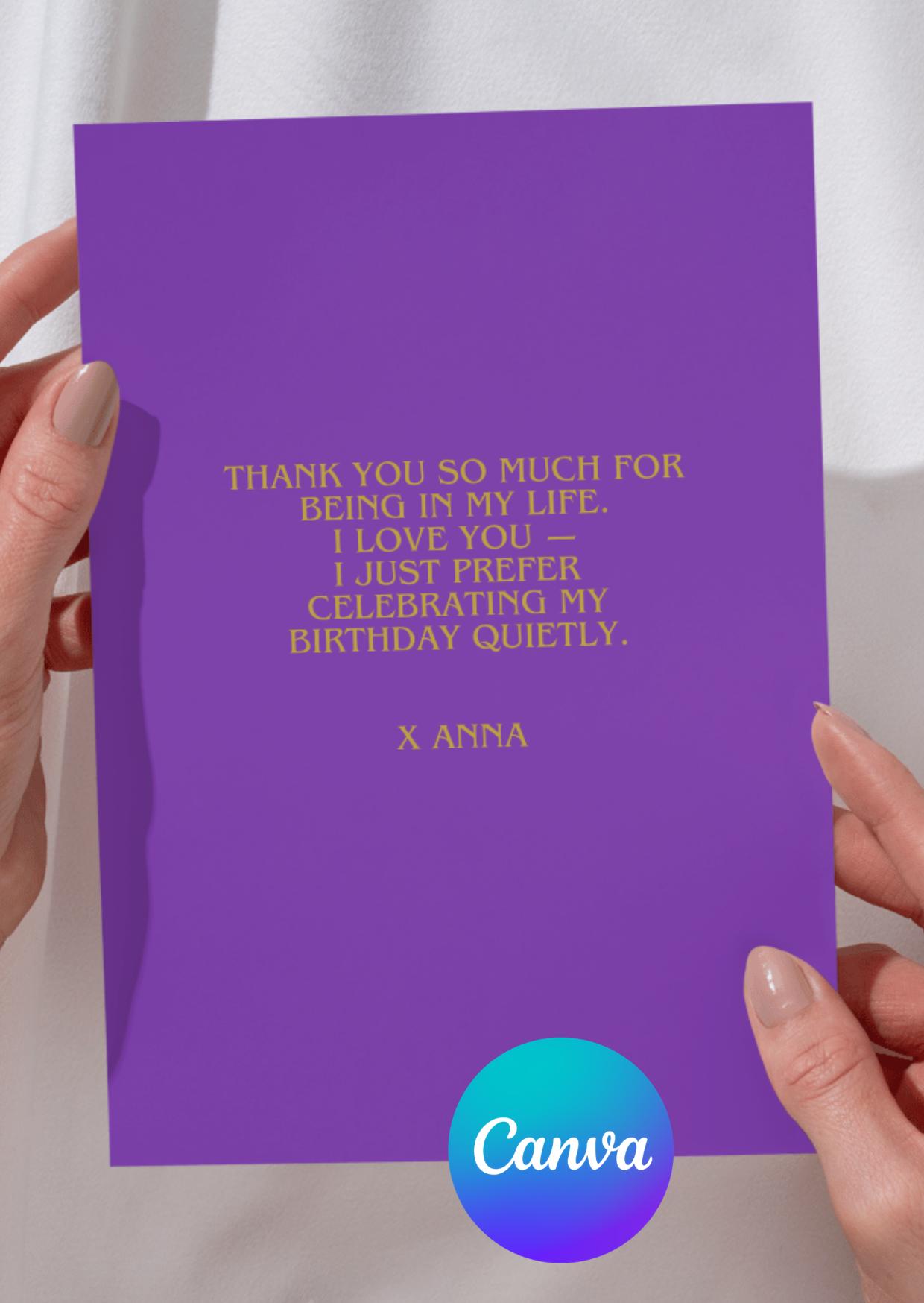 Happy Introvert Card Template - Sarcastic Birthday Card - Editable in ...