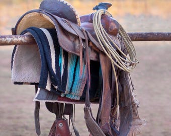New Mexico Cowboys Western Saddle, Roping, Signed Photography Wall Canvas Prints Art Decor