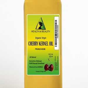 16 oz Organic Cherry Kernel Oil: Cold Pressed, Unrefined
