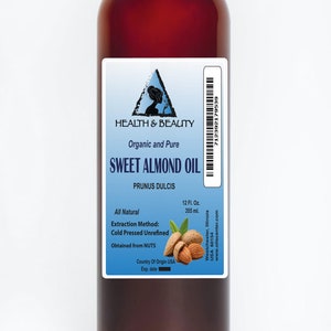 24 oz SWEET ALMOND OIL Unrefined Organic Carrier Cold Pressed 100% Pure