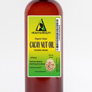 32 oz  CACAY NUT / KAHAI Oil Unrefined Virgin Organic Premium Cold Pressed 100% Pure All Natural
