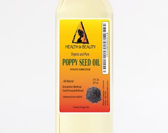 8 oz Organic Poppy Seed Oil: Refined, Cold Pressed