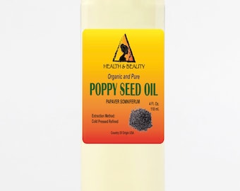 4 oz Organic Poppy Seed Oil: Refined, Cold Pressed