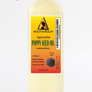 36 oz POPPY SEED OIL Refined Organic Cold Pressed Premium  Pure Natural