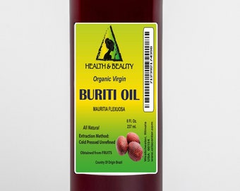 8 oz Organic Virgin Buriti Oil: Cold Pressed Unrefined