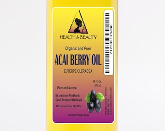 16 oz Organic Acai Berry Oil: Cold Pressed, Refined