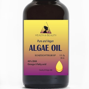 1 oz ALGAE Oil VEGAN DHA-40% Omega-3 Fatty Acids Natural Pure in Glass Bottle